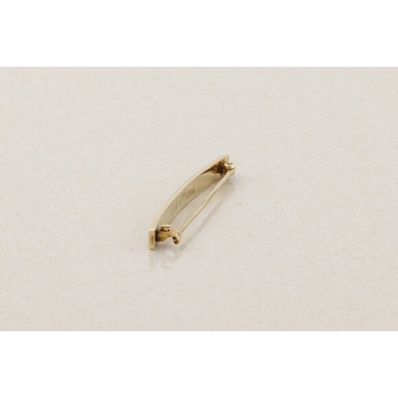 14k Yellow Gold Antique Art Deco Bar Pin Pretty Etched Flower Pattern 2" x 3/16" - Picture 6 of 11